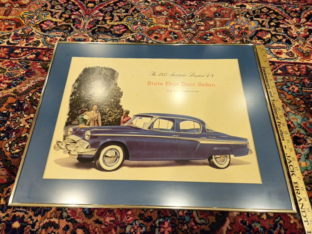 1955 STUDEBAKER ACCESSORY COMMANDER PRESIDENT ORIGINAL SHOWROOM POSTER *2 FRAMED