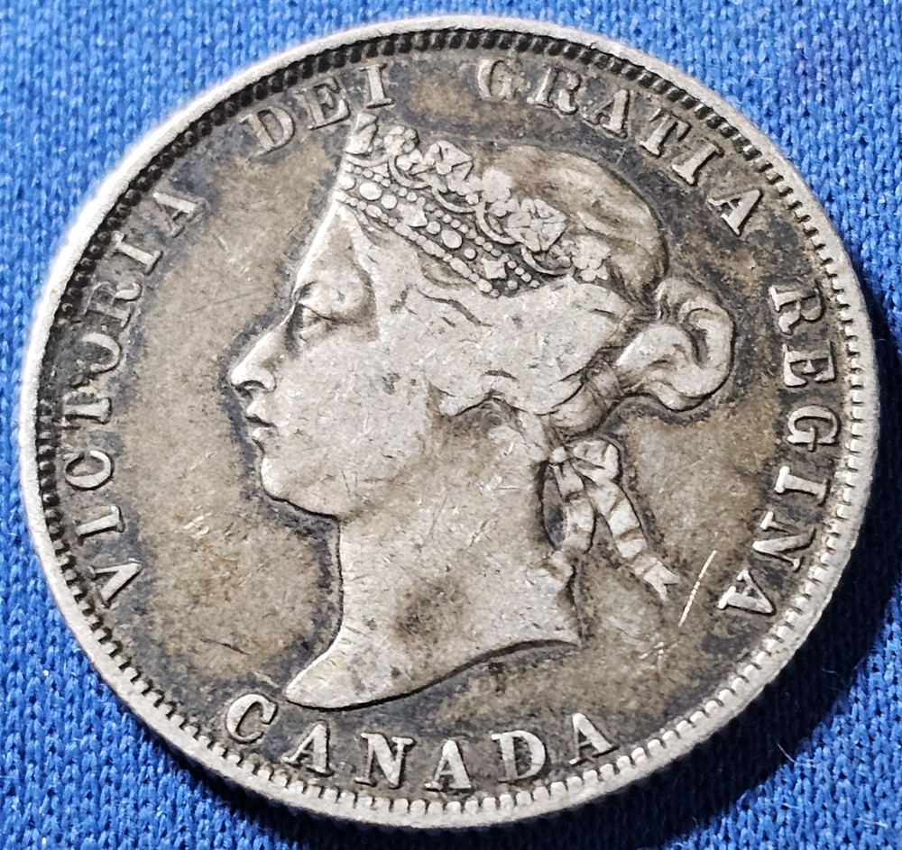 1874 H Canada 25 Cents Silver Coin. Nice Example