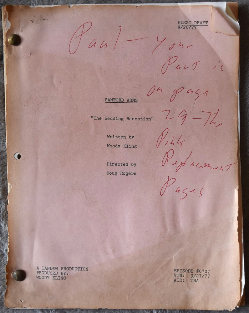 1977 Sanford Arms (The Wedding Reception) Original Screenplay Script