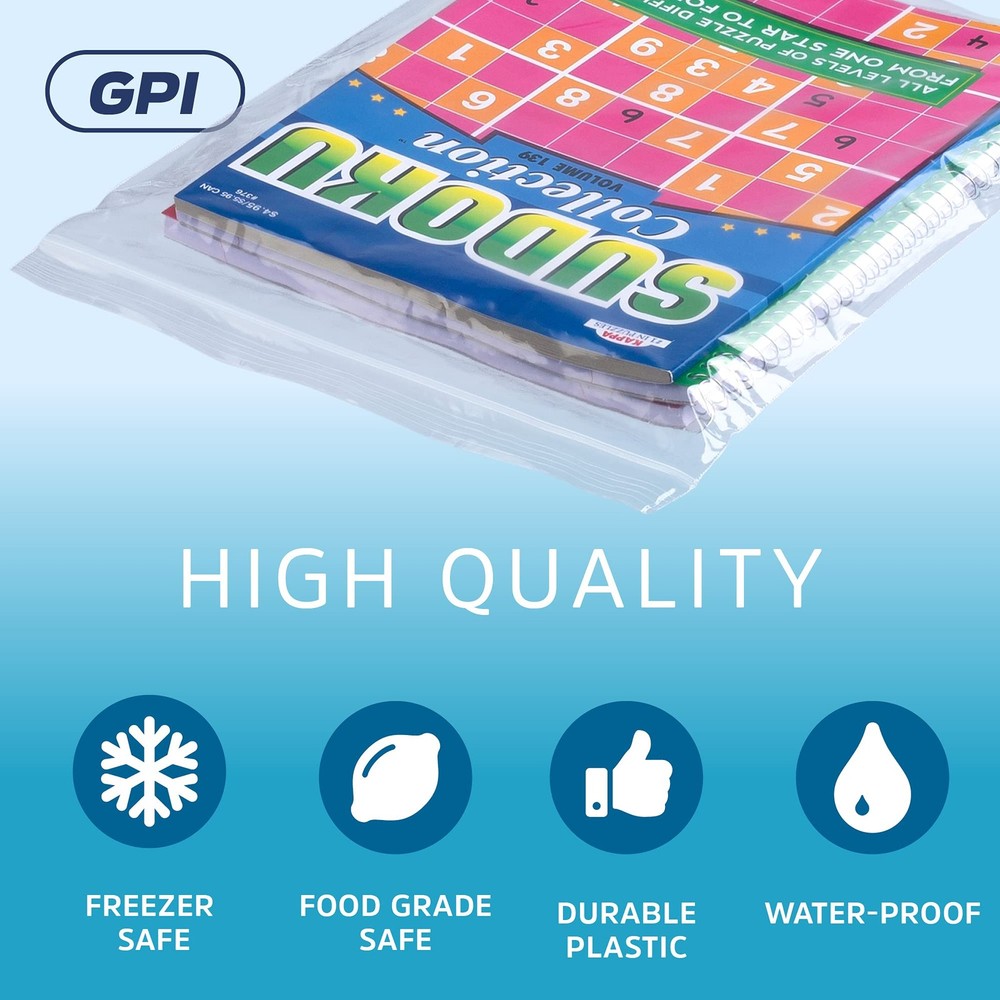 8" x 10" Zip Bags, 100 Pack, Clear Plastic Reclosable Poly Baggies, 2 mil wit...