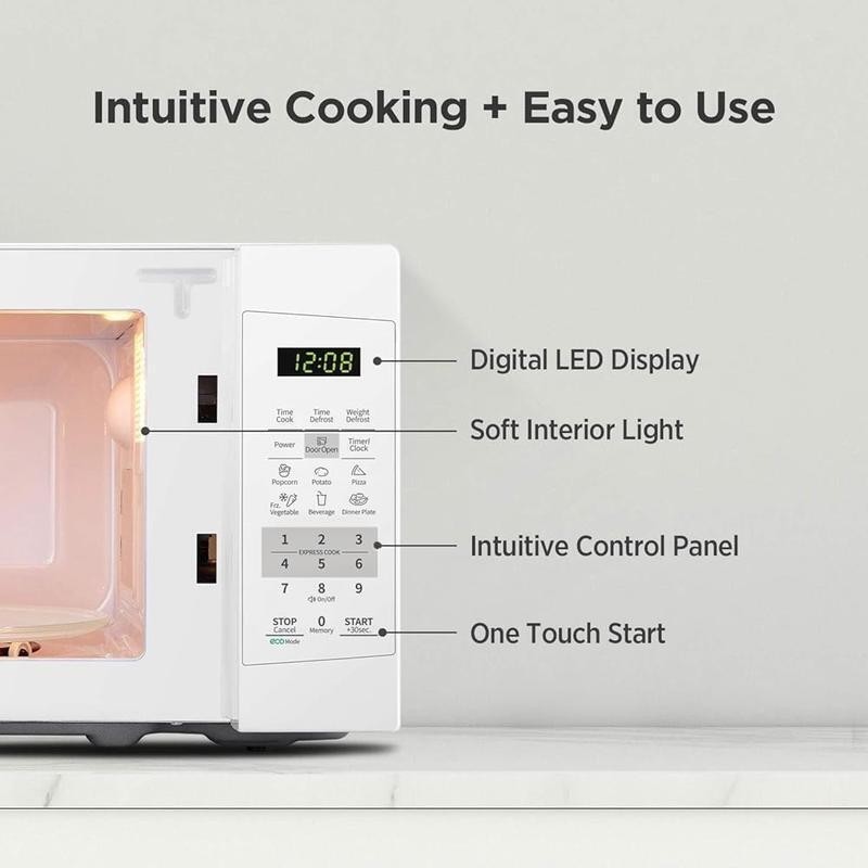 Countertop Microwave Oven Child Lock Mute Function 700W Easy One Touch Eco Mode