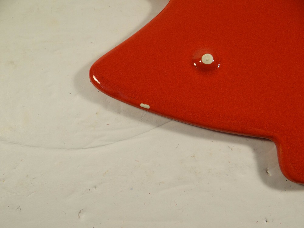 Christmas Tree Trivet Red Green White 10" Stoneware