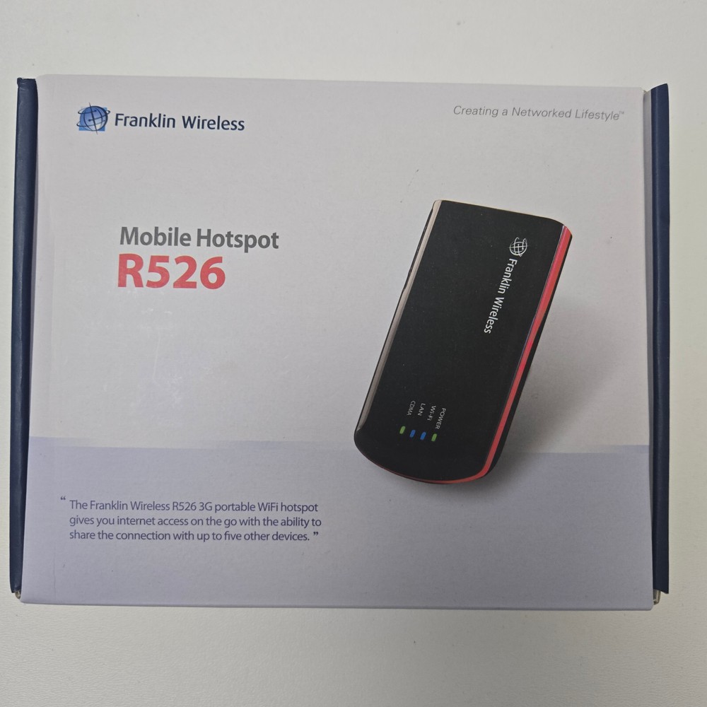 Franklin R526 - Mobile Wi-Fi Hotspot Modem - With Charge & Box Powers On