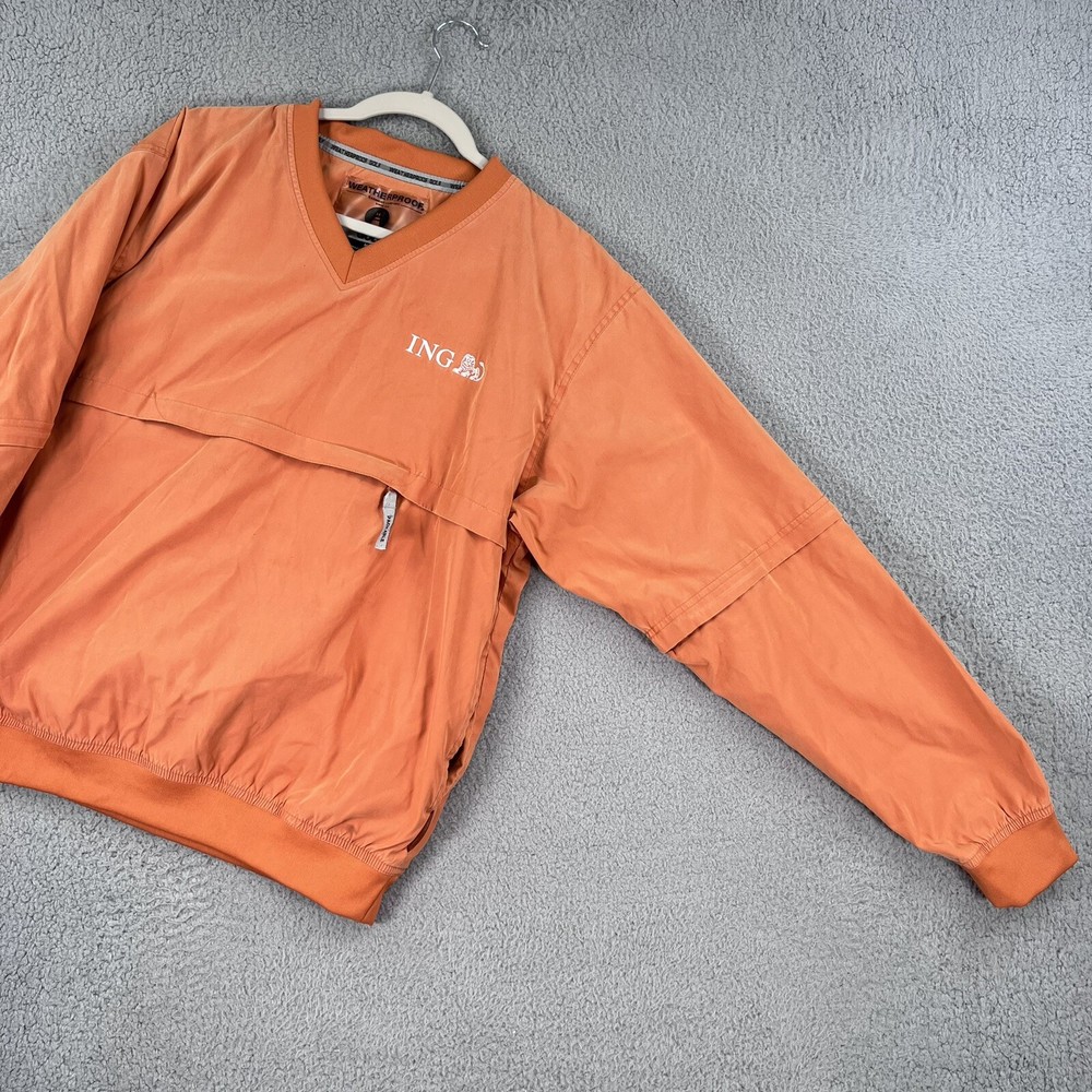 ING Financial Golf Pullover Mens Medium Orange Weatherproof Brand