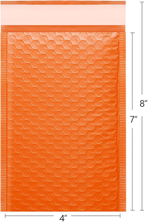 25x Orange Poly Bubble Mailers/Padded Envelopes #000 (5" x 8")