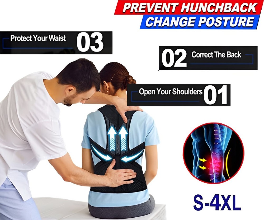 Adjustable Posture Corrector Brace: Gently Pulls Shoulders Back to Relieve Pain