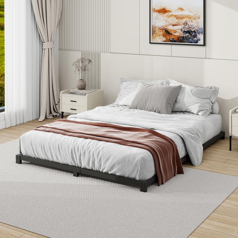 3 Inch Bed Frame Queen Size Low Profile, Queen Heavy Duty Platform Bed Frame ...