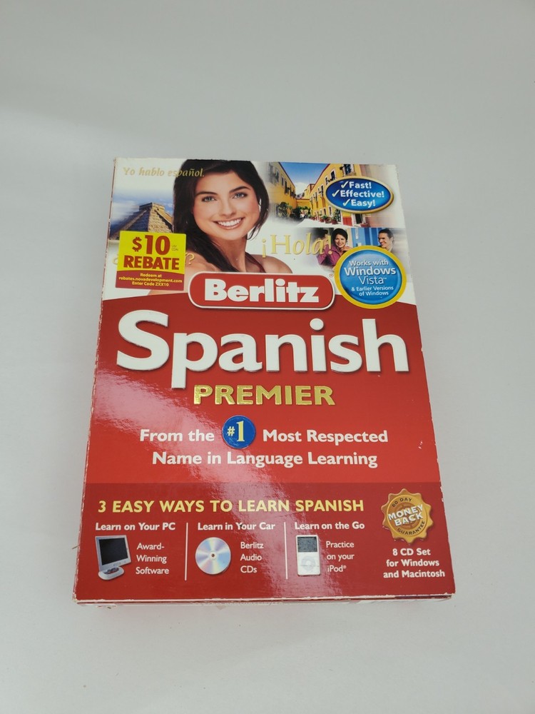 BERLITZ Spanish Premier Language Learning Software 8-Disc Set For Windows & Mac