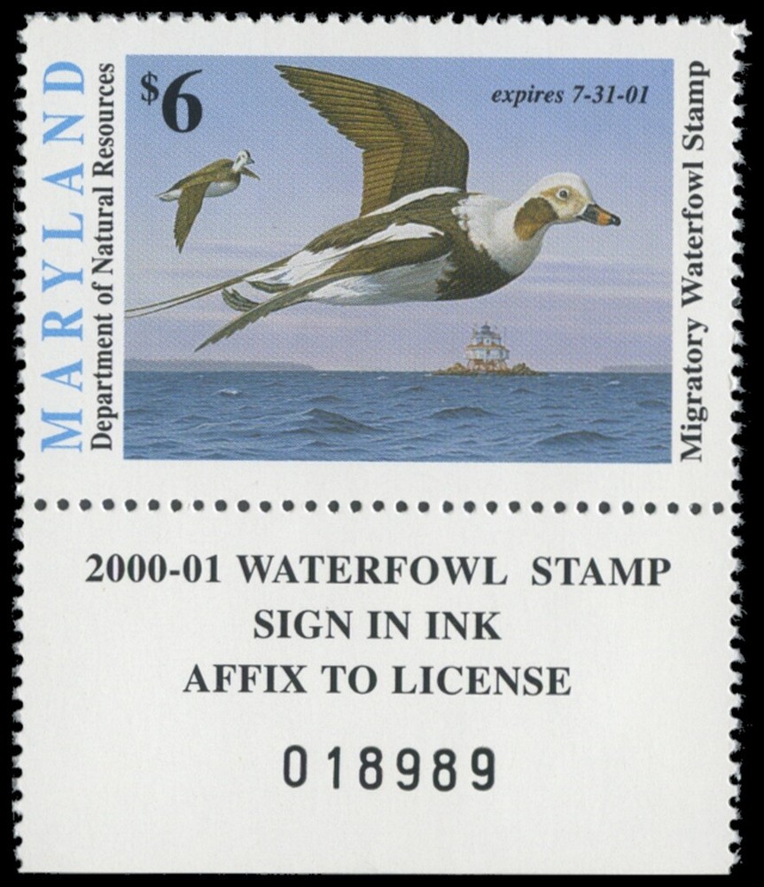 2000  Maryland State Duck Stamp Mint Never Hinged. Original Gum