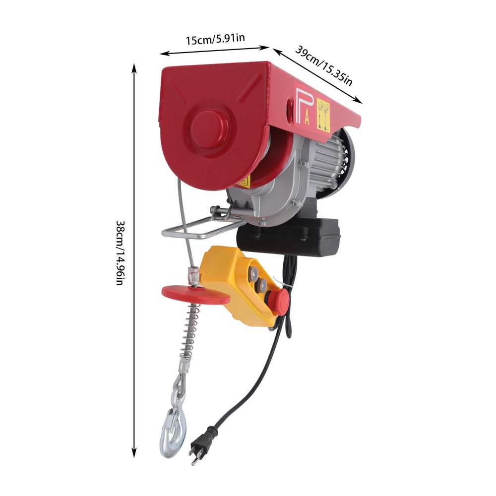 2200LBS Electric Hoist Winch Engine Crane with Wired Remote 110V