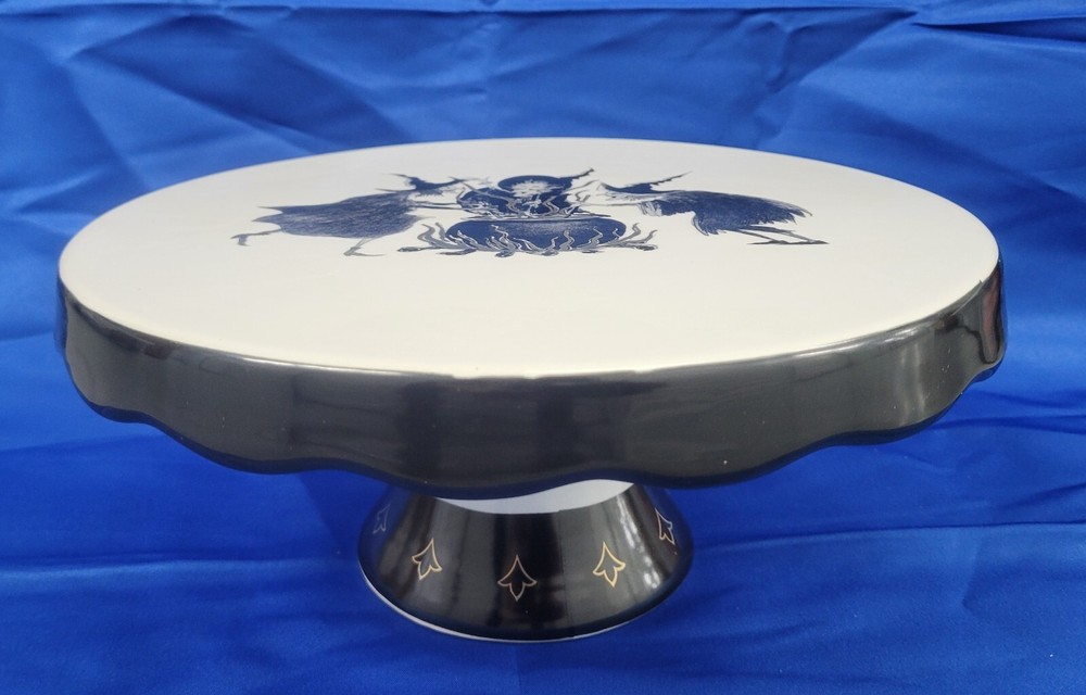 Potter's Studio Witches Ceramic Footed Cake Stand Halloween Kitchen Decor