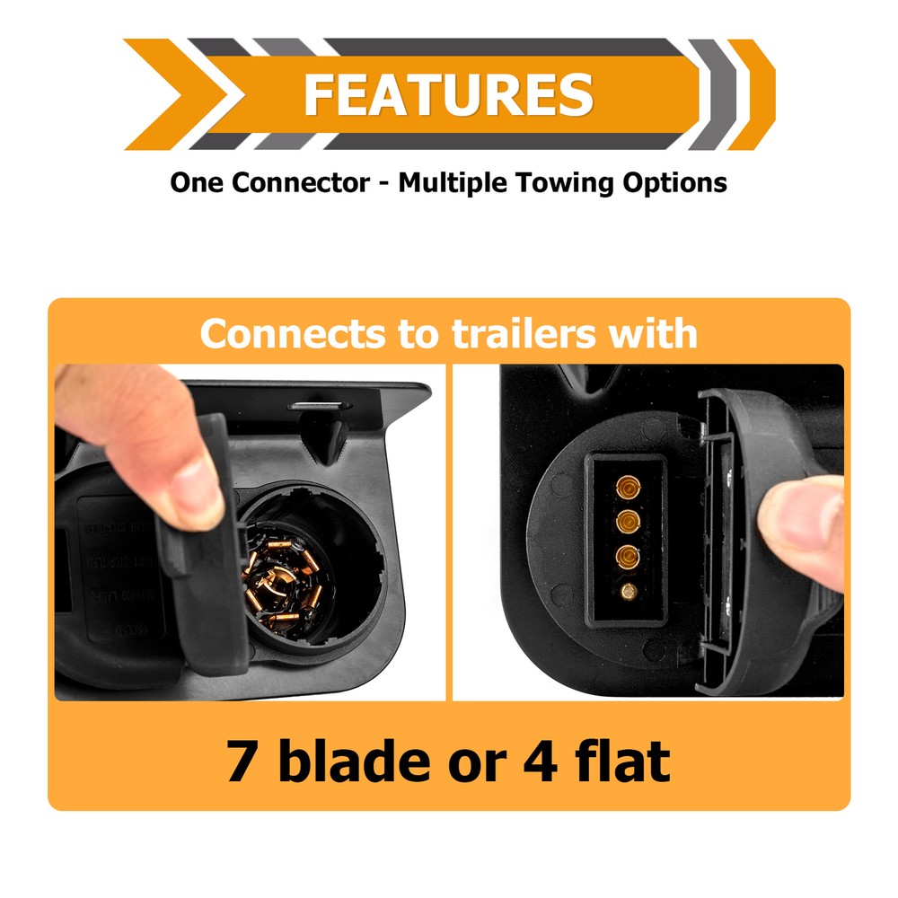 Trailer Towing 7 Way and 4 Way Trailer Connector Socket with Bracket