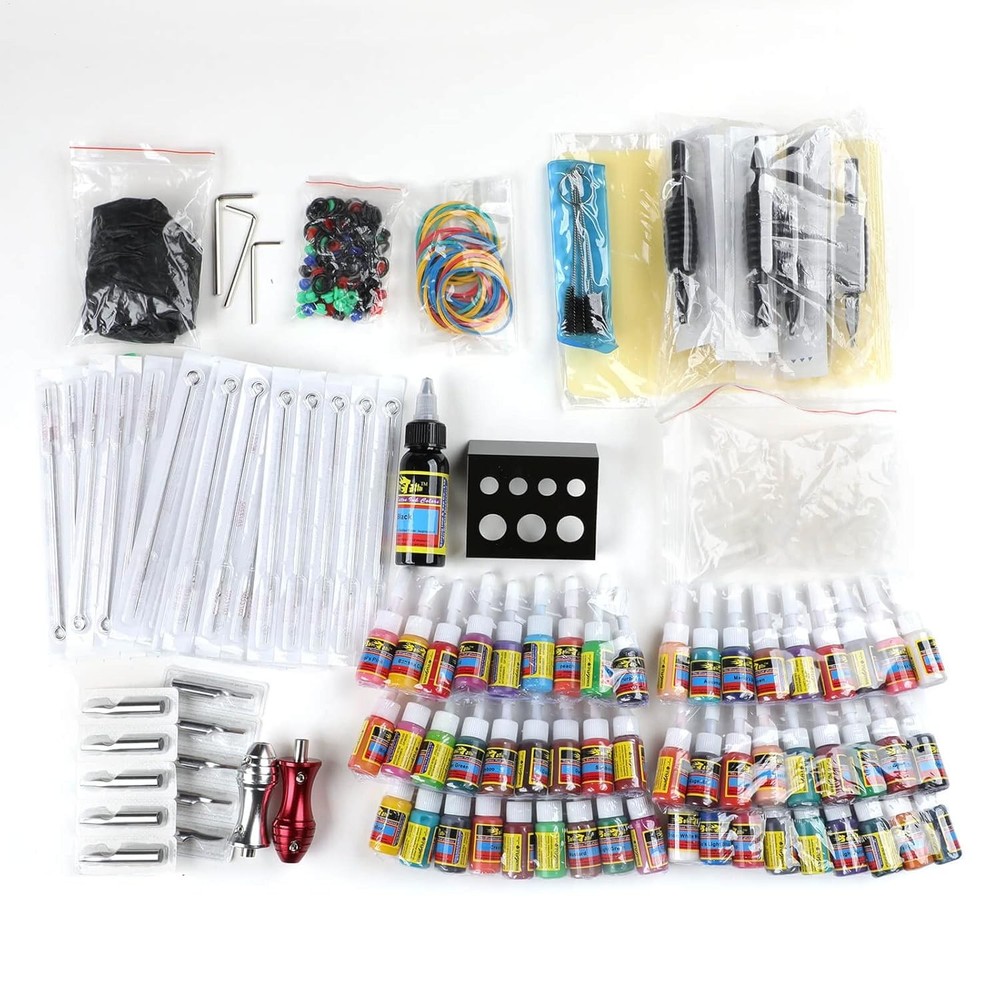 Tattoo Complete Kit 4 Machines 54 Inks Power Supply