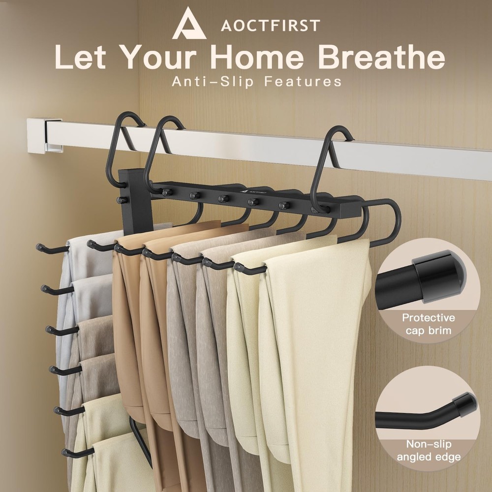 AOCTFIRST 4 Pack Magic Pants Hangers Space Saving - Multi-Layer Saving...