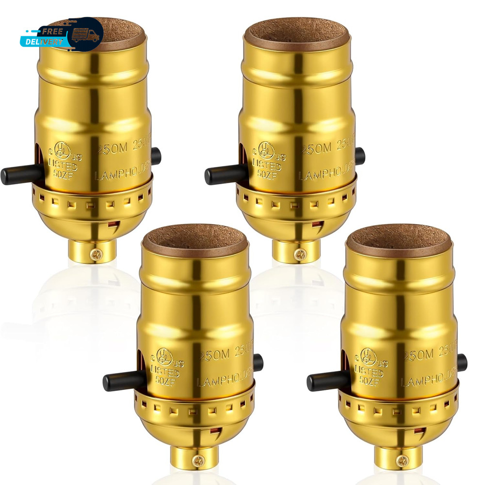 4 Pack UL Listed Lamp Socket with Push On/Off   E26 Threaded Base