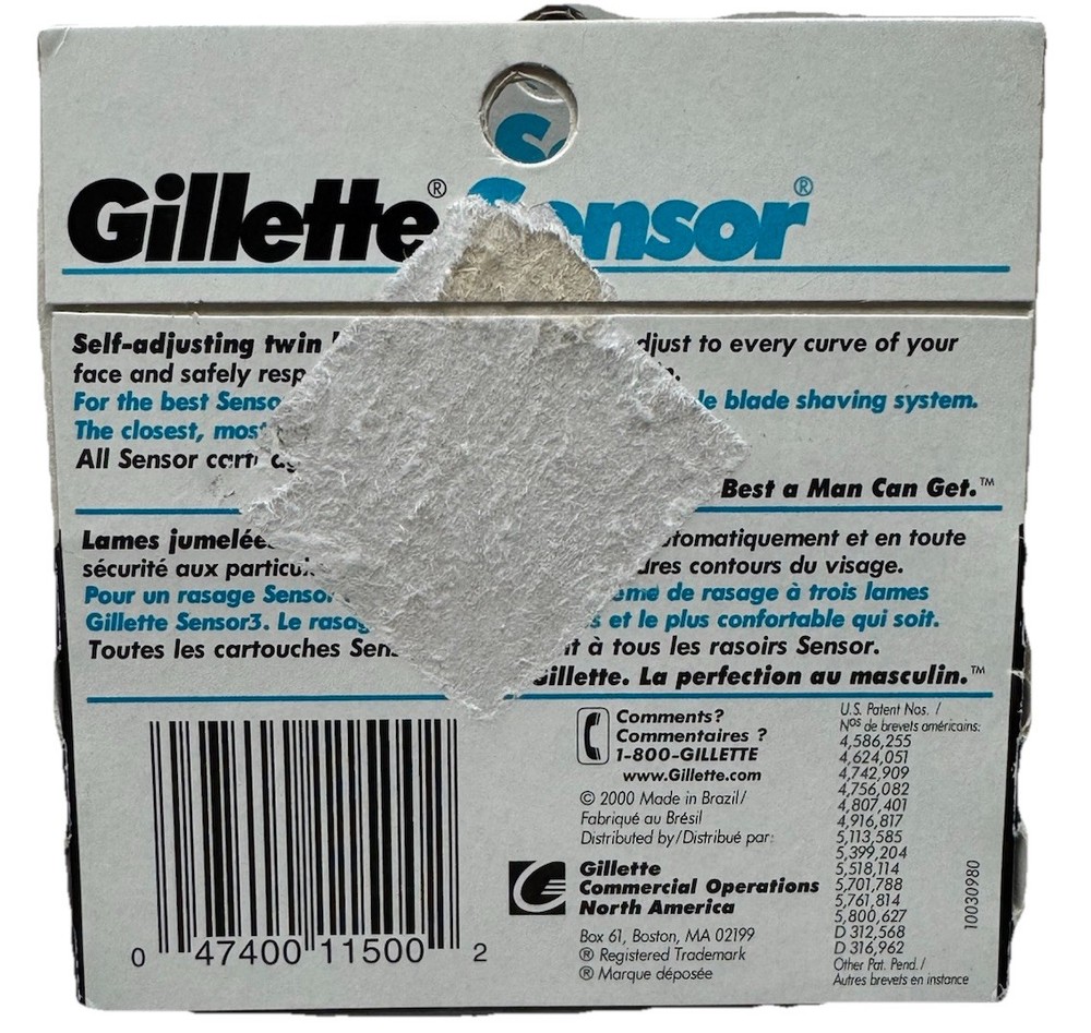 gillette sensor 15 total refill cartridges scuffed packaging