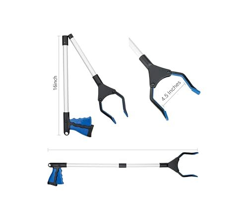 Foldable Trash Pick Up Stick Reaching Tool Extra Long Grabbers, 32"