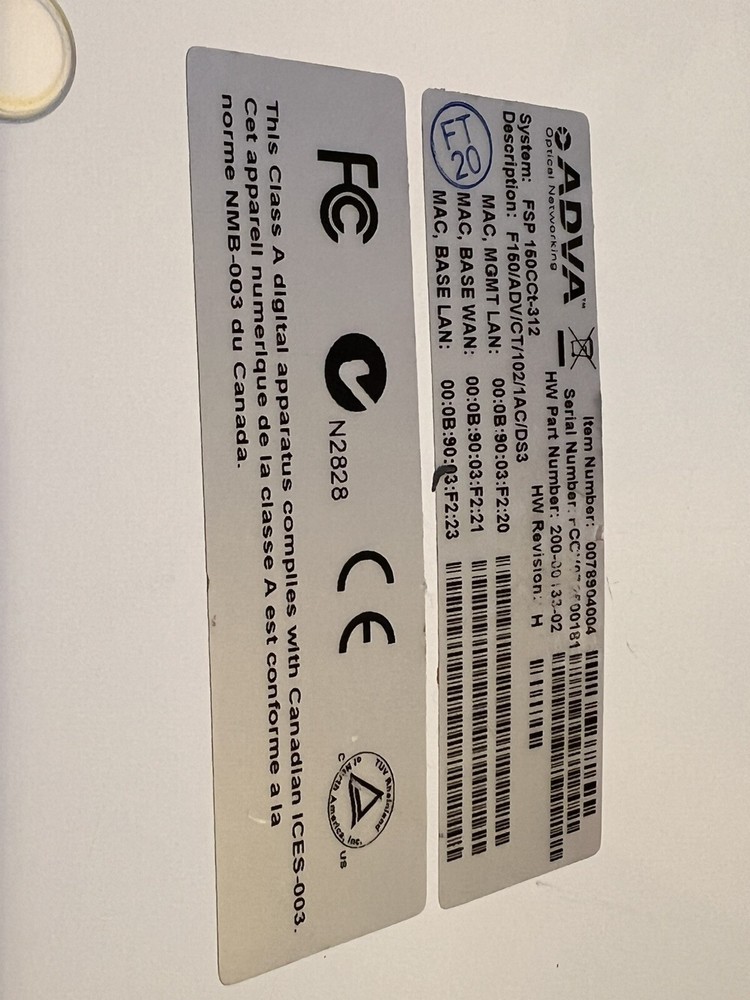 ADVA FSP 150CCt-312 Optical NET Etherjack Switch