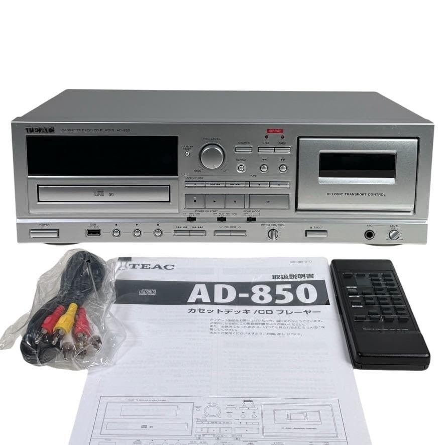TEAC AD-850 CD Cassette Deck USB Recorder Karaoke Echo Remote RCA Cable