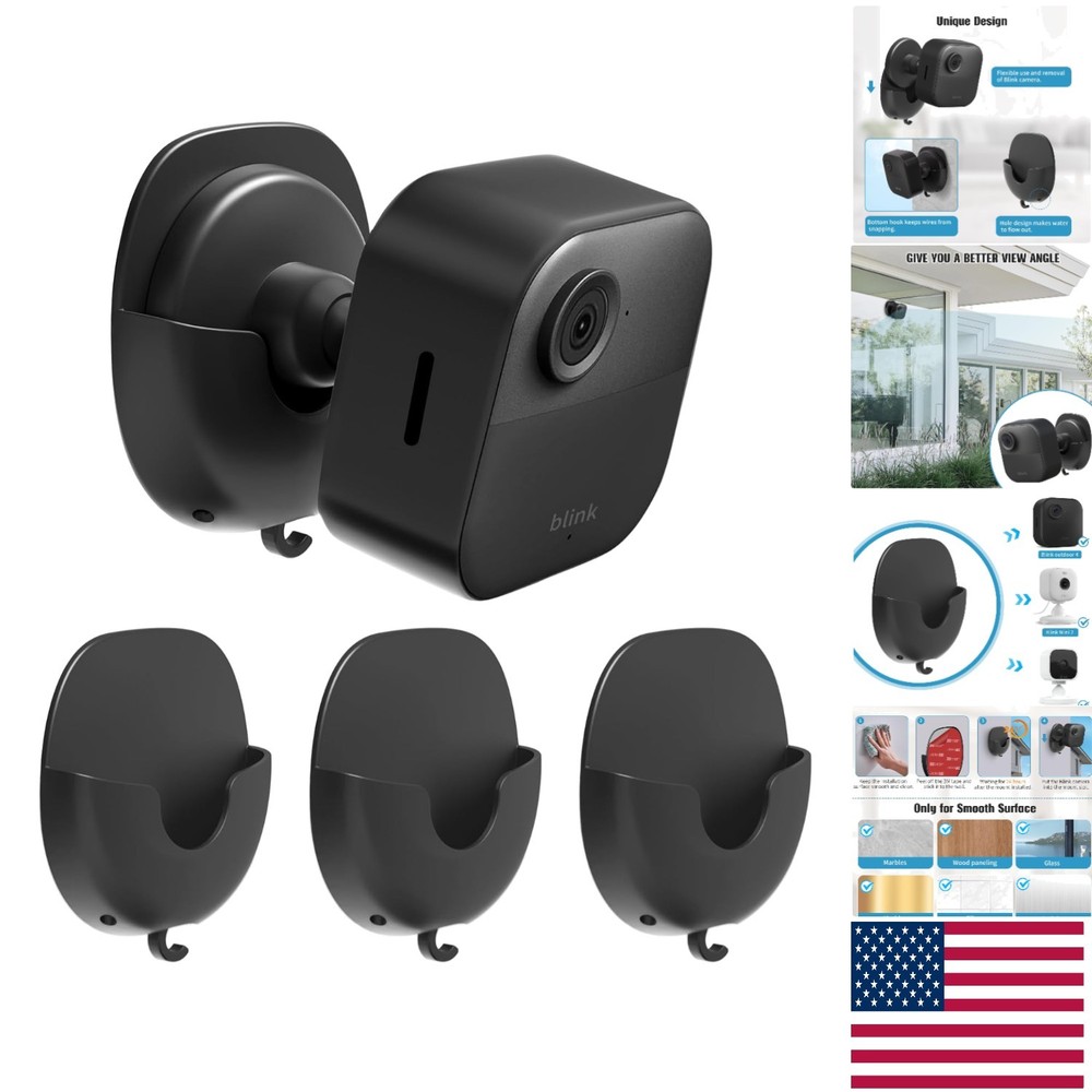 No Drill Blink Camera Mounts - 3-Pack Adhesive Wall Bracket for Flexible Angles