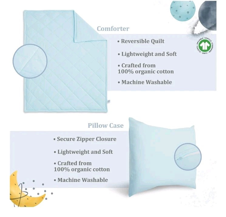 Toddler Space Adventure Organic Bedding Set Comforter,Fitted Sheet & Pillowcase