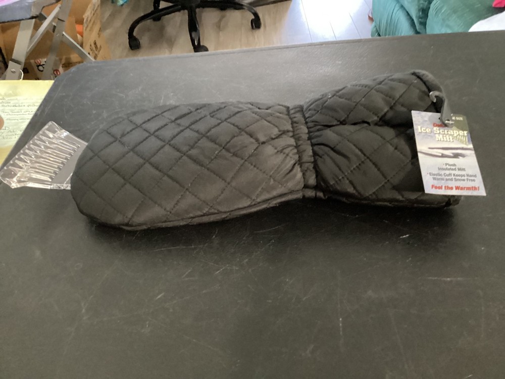 Delexe Black Window Ice Scraper Mitt OSFA