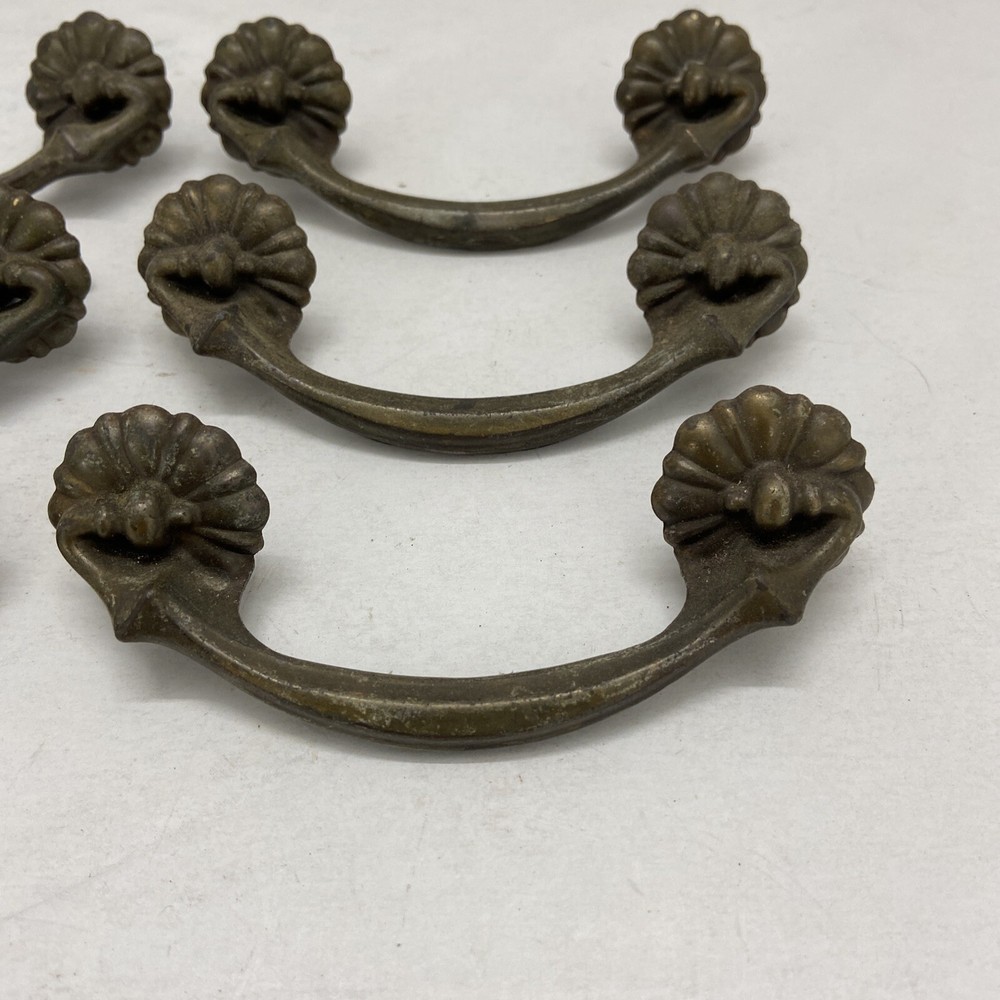 Six Vintage Brass Drawer Pulls