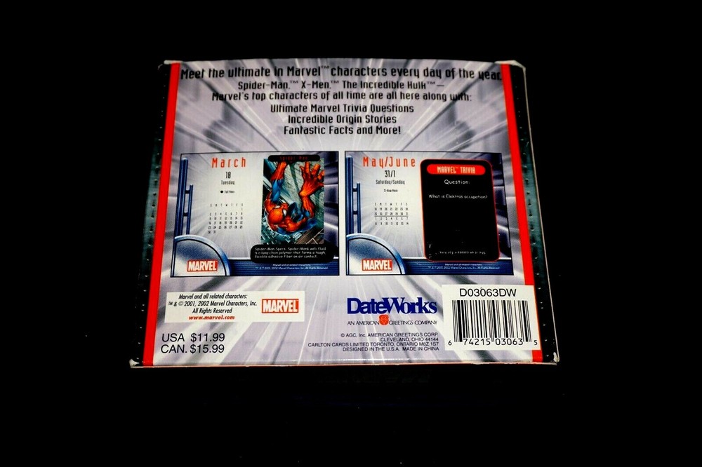 ULTIMATE MARVEL COMICS DAY AT A TIME 2003 CALENDAR WITH TRIVIA
