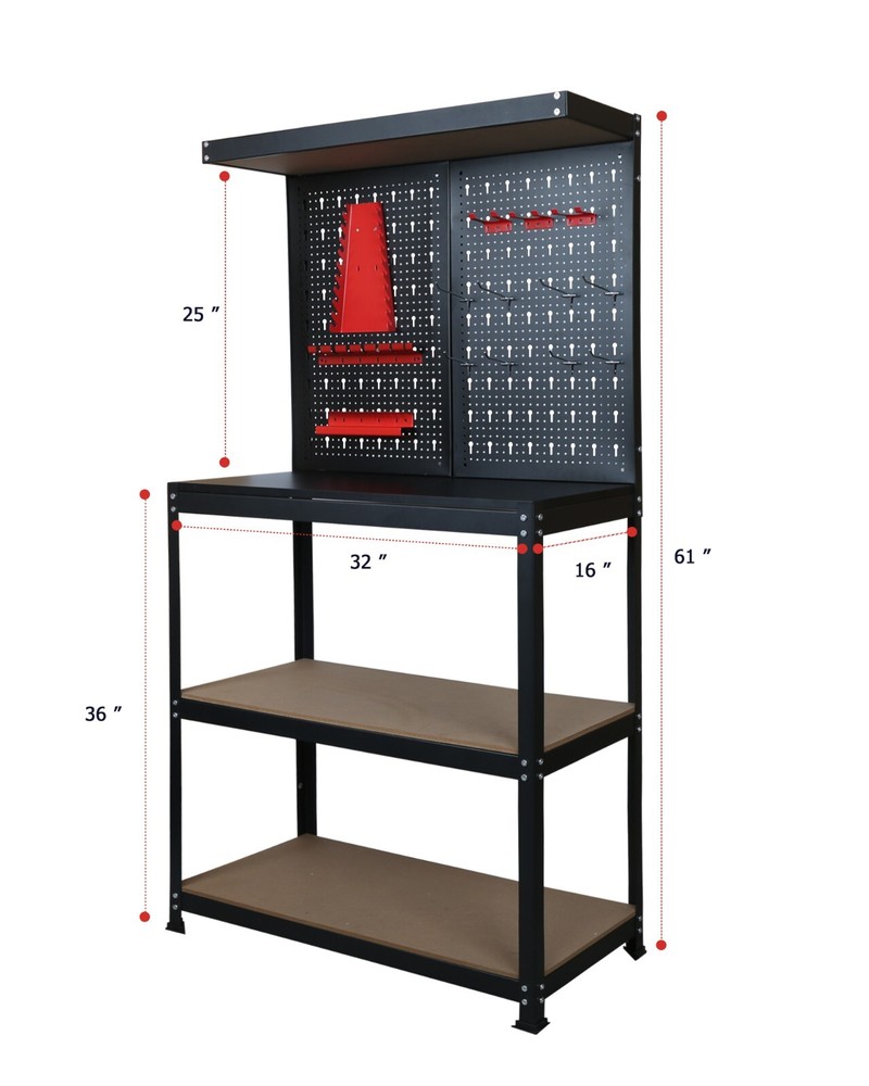 EXCITED WORK Work Bench,Hook Kit for Home Workshop Storage Tool and DIY Projects