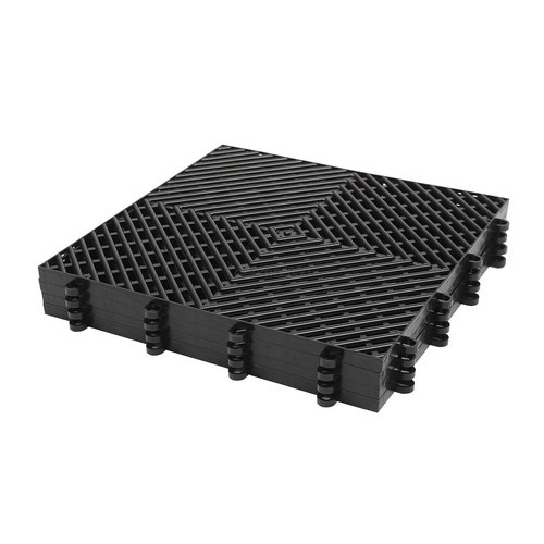Black Square Interlocking Deck Tile 55 PCS Garage Floor Anti-Slip Deck Tiles