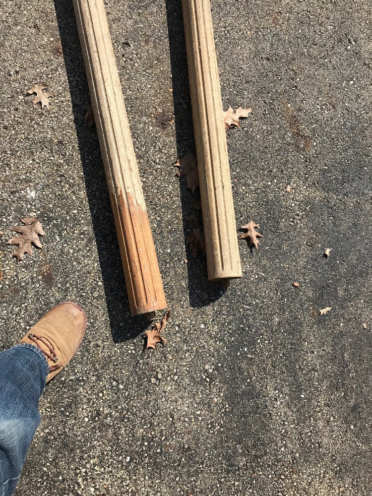 CM Antique Painted Fluted Oak Columns Solid 56.5 X 3.5