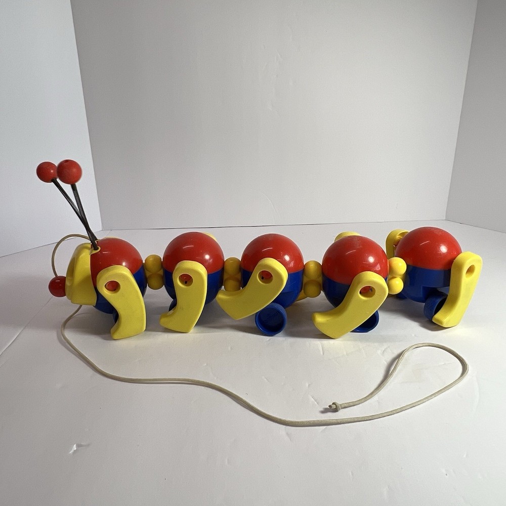 Vintage Kiddicraft Caterpillar Pull Toy Clatterpillar Pull Along Rare HTF