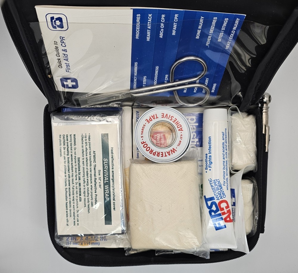 Vintage 90's First Aid Kit Bag GMC Truck Jimmy Suburban Sierra + GMC Flashlight