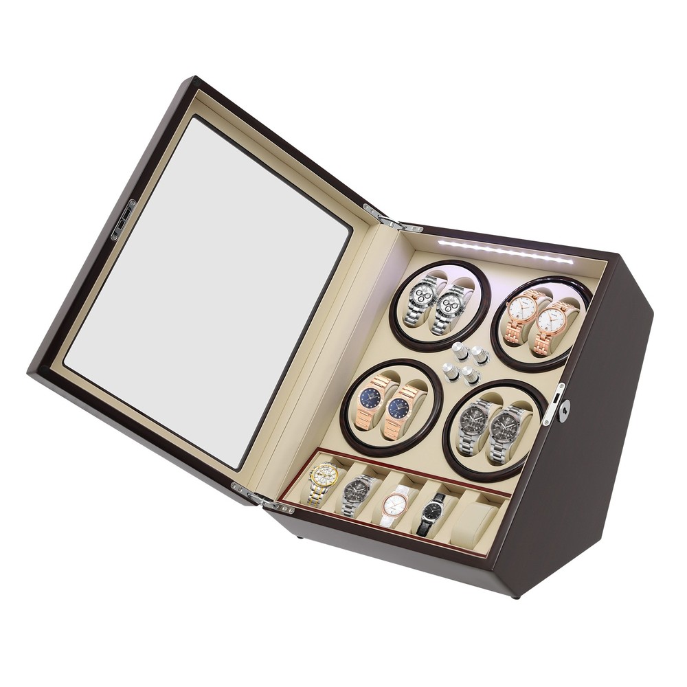 8+5 Automatic Watch Winder Box Watch Display Case Storage with LED Light 4 Modes
