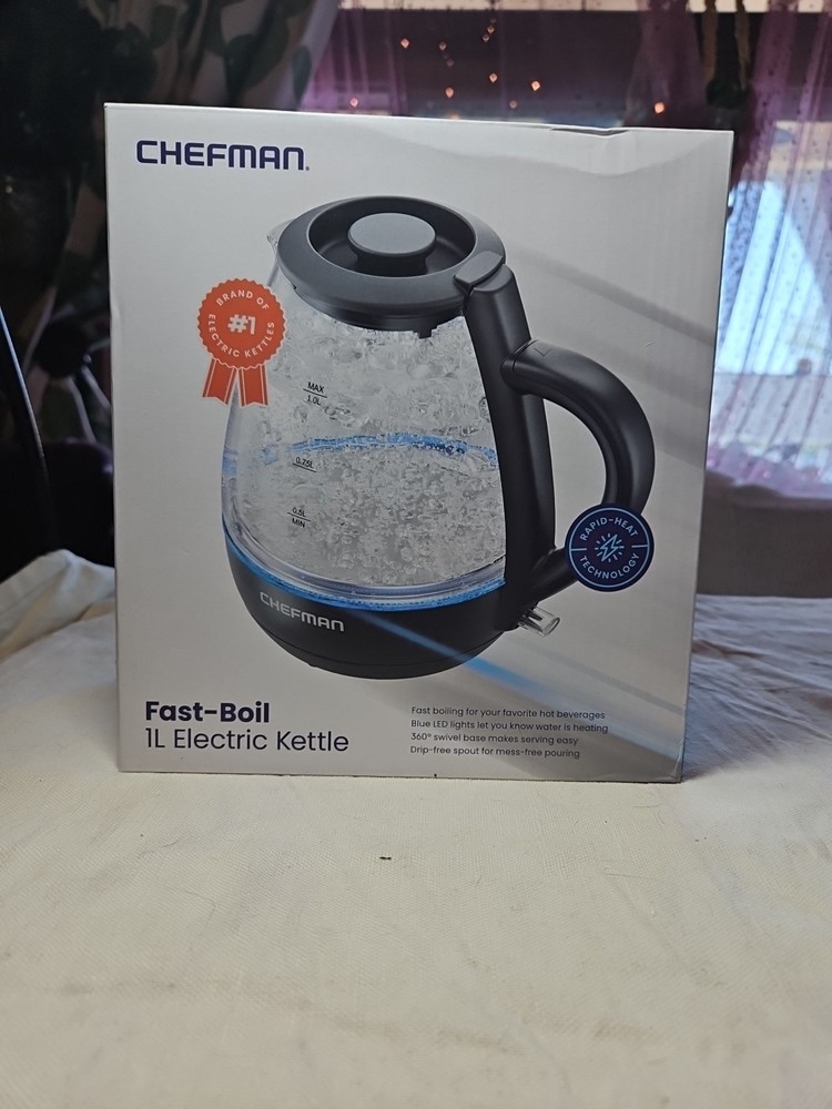 Chefman 1L Rapid-Boil Electric Kettle with Auto Shutoff