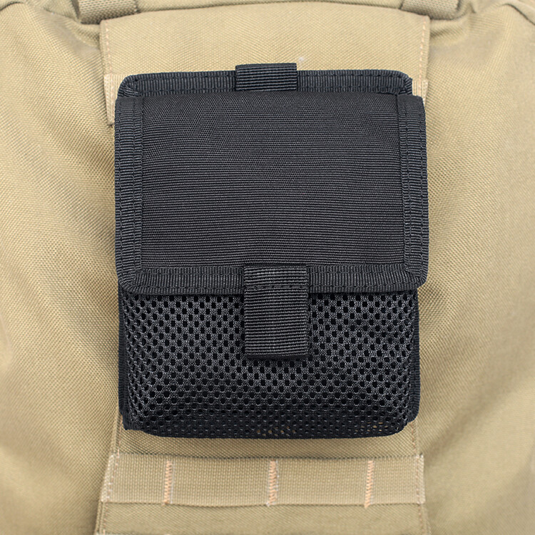 Hook & Loop Panel MOLLE Patch Converter Adapter with Tactical Mesh Pouch Kit Bag