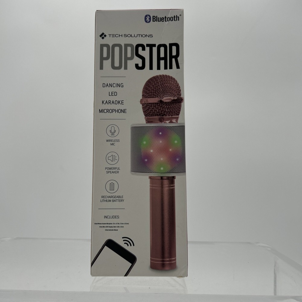 Karaoke Studio Bluetooth Microphone Pink Tech Solutions Dancing LED Speaker