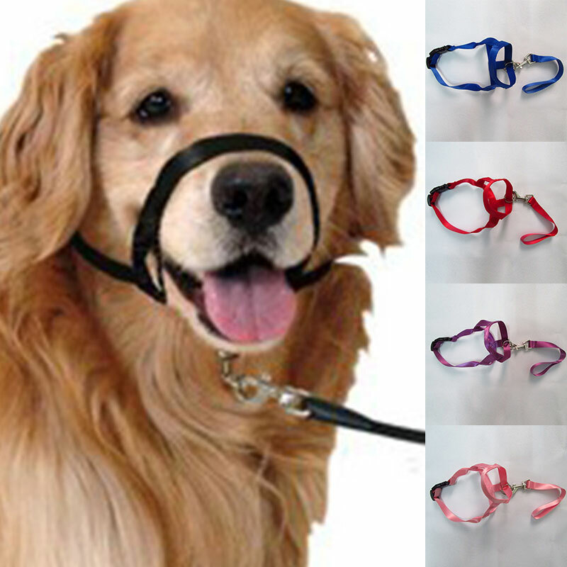 Dog Muzzle Head MouthCollar Stop Pulling Halter Training Lead Leash Mouth Cover✔