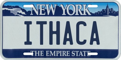 Ithaca New York Metal License Plate