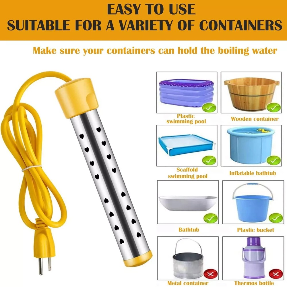 Pool Water Heater above Ground, 1500W Portable Thermostat Auto Shutoff Pool Heat