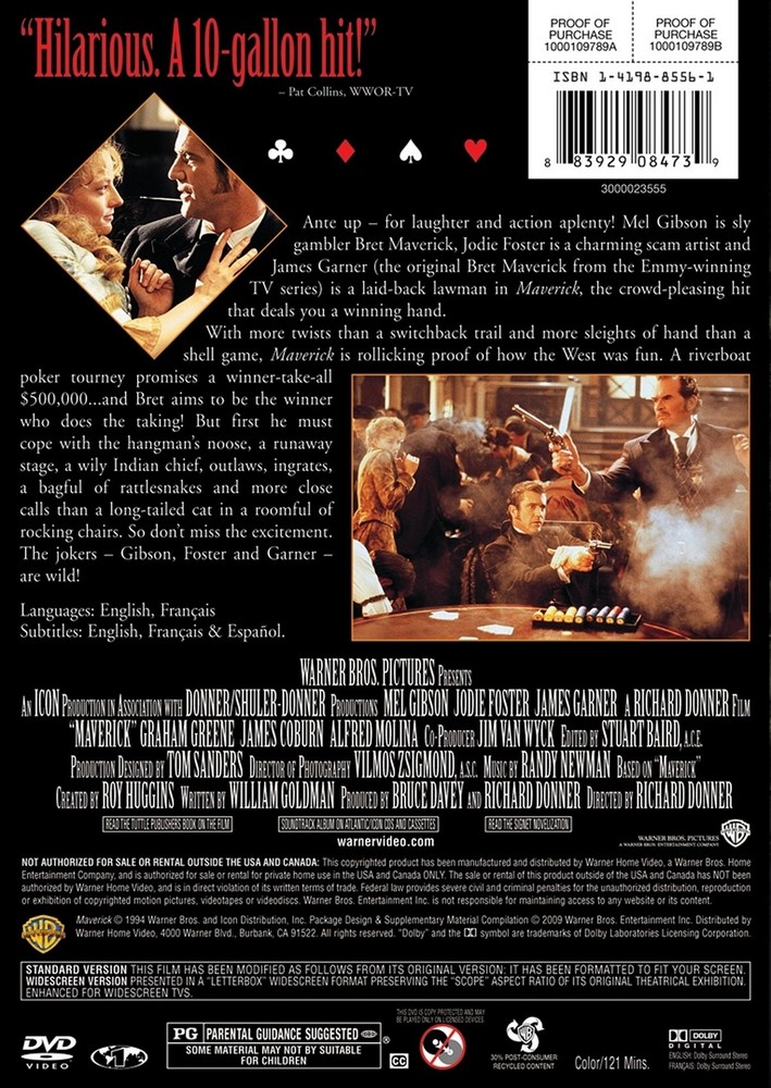 Maverick DVD Mel Gibson NEW