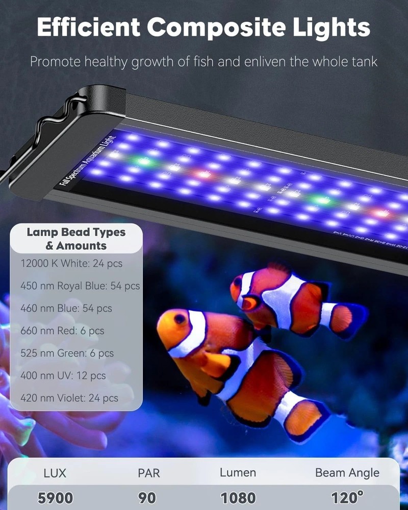 Adjustable Brightness LED Light for 36"-45" Fish Tanks