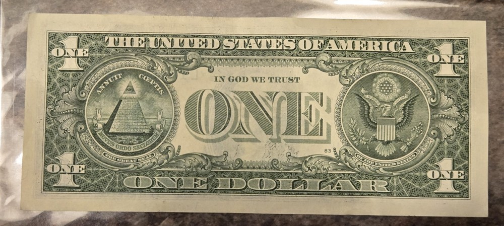 2021 wet Ink Transfer Error 1 Dollar US Bill Note