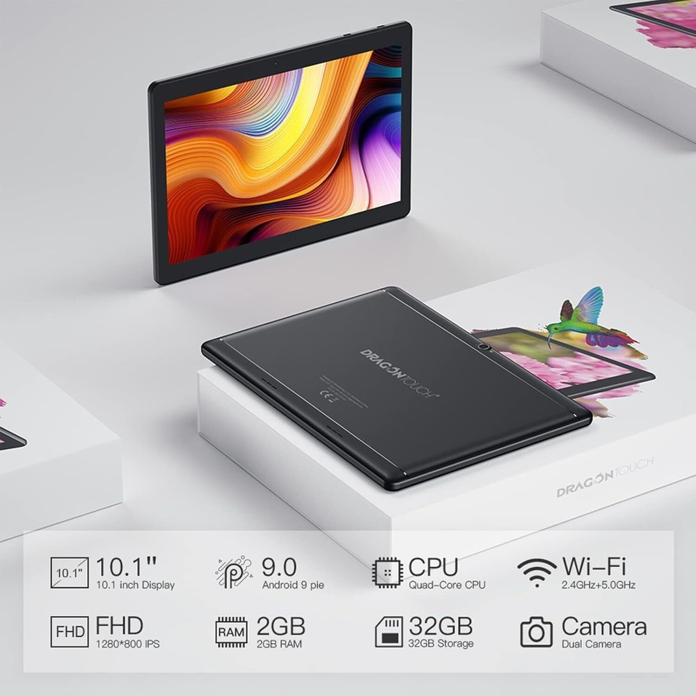 Dragon Touch Android Tablet 10.1" WiFi Tablet Quad Core Processor Dual Camera