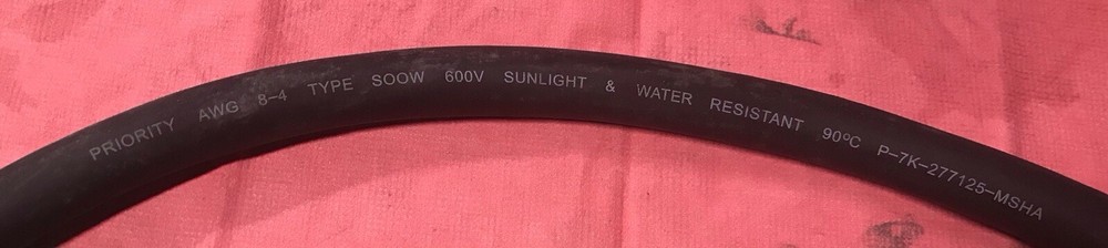 6’ AWG 8-4, SOOW 600 Volt Wire