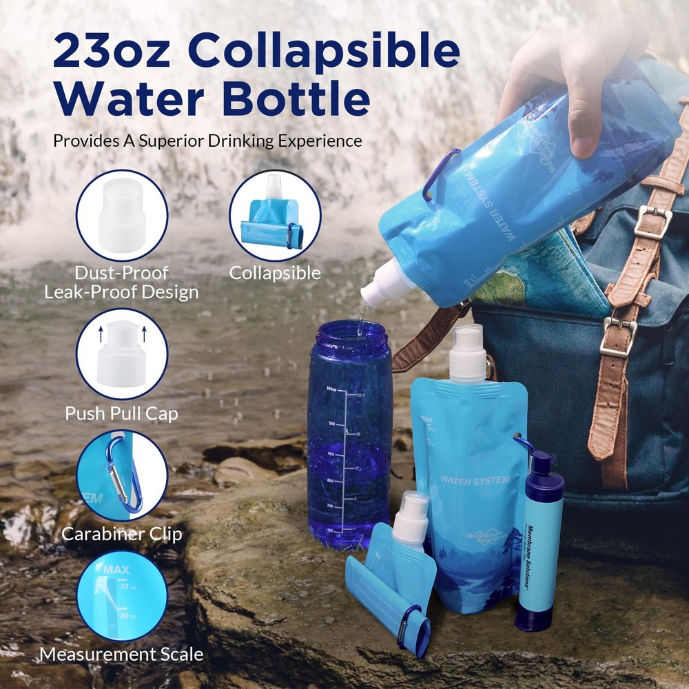 Membrane Solutions Water Filter Squeezable System Purifier Survival Camping