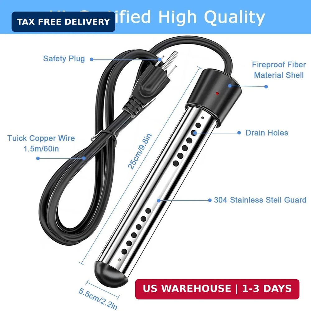 Pool Water Heater above Ground, 2000W Portable Thermostat Auto Shutoff Pool Heat