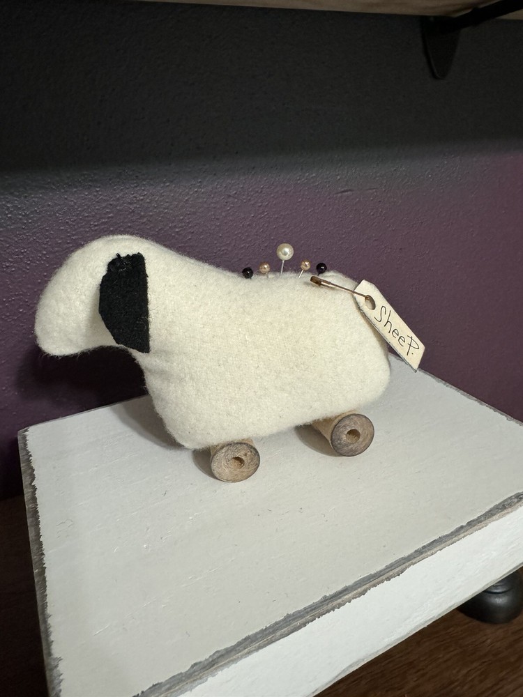 Primitive Pincushion Handmade…CREAM SHEEP…..#64
