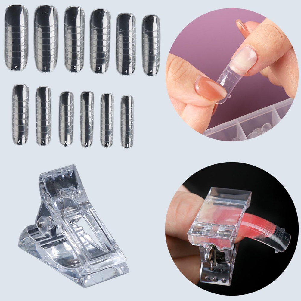 Poly Extension Gel Nail Kit Builder, with Slip Solution Dual Nail Forms,Home Set
