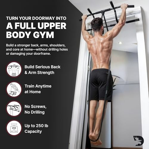 Pull Up Bar for Doorway - Upto 250 Lbs Capacity, No Pull Up Bar + Band Combo